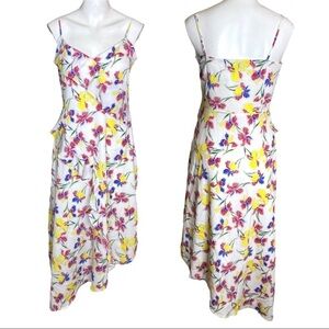 Banana Republic Factory Floral Asymmetrical Midi Dress Size 4